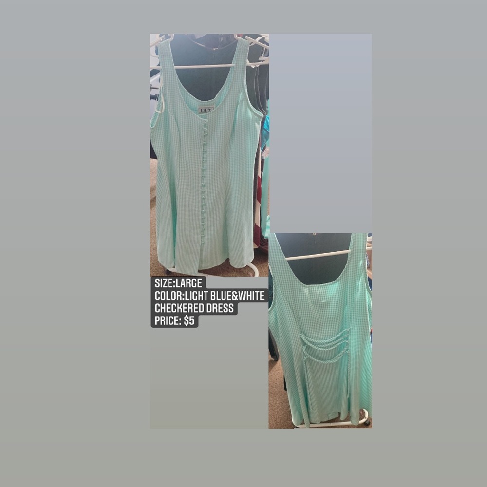 Light Blue & White Checkered Dress